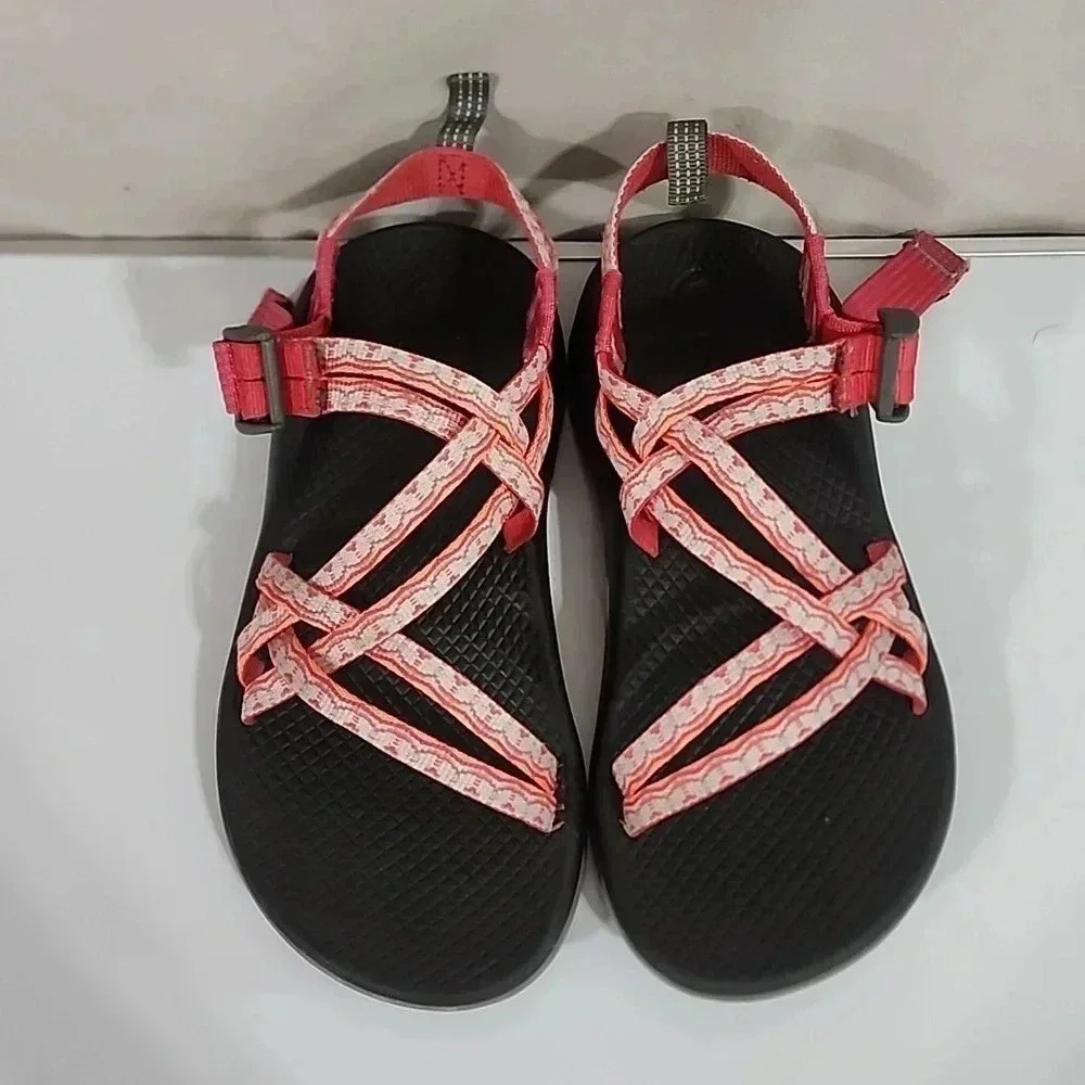 Girls Chaco‎ ZX/1 Dual Strap Cloud Sandals, Black/Pink, Size 3, Pre-Owned